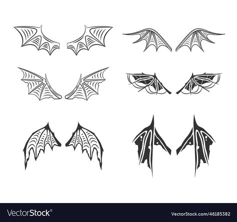 Wing Drawing Tutorial, Devil Wings, Demon Wings, Wings Drawing, Line Art Vector, A Wing, Free Vector Art, Art Techniques, Drawing Tutorial