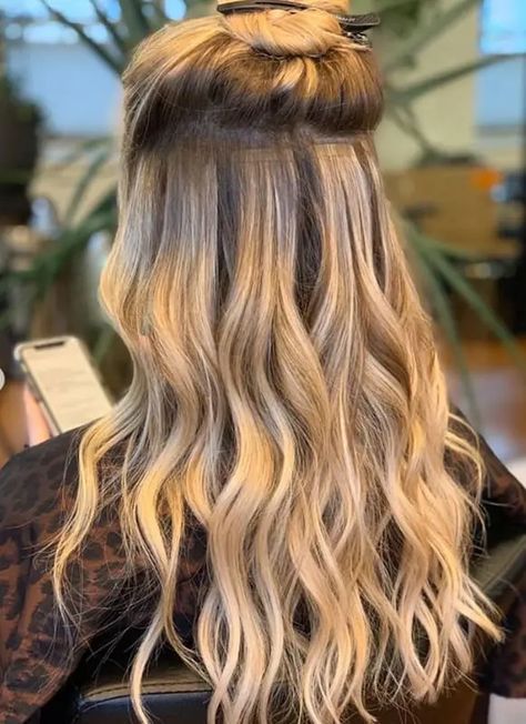 how much do tape in hair extensions cost Fun Hairstyles With Extensions, Best Affordable Hair Extensions, Best Hair Extensions For Short Hair, Hair With Extensions Before And After, Curling Hair With Extensions, I Tips Hair Extensions, How To Style Extensions, Tape In Extensions Placement Guide, Hair Styles For Extensions