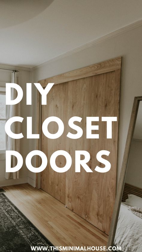 How To Make Sliding Closet Doors, Closet Doors For Long Closet, Sliding Wardrobe Doors Diy, Bedroom Closet Sliding Doors, Diy Closet With Doors, Sliding Closet Doors Ideas, Sliding Closet Doors Diy, Diy Wardrobe Sliding Doors, Sliding Closet Doors Makeover Diy