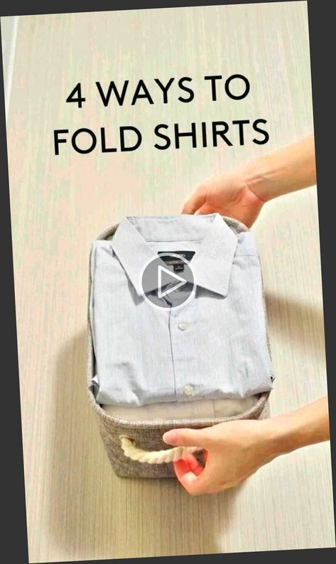 Folding Button Up Shirts, Packing Shirts Hacks, Shirt Folding Hacks Space Saving, How To Hang Shirts To Save Space, Shirts Folding Hacks, Shirt Folding Ideas, How To Fold A Dress Shirt, Shirts Folding Ideas, How To Pack Button Up Shirts Suitcases