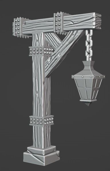 Medieval stradal lamp Medieval Lamp, Blender Art, Medieval Door, 3d Light, 3d Modelling, Medieval Castle, Animation Design, Post Lights, Medieval Fantasy