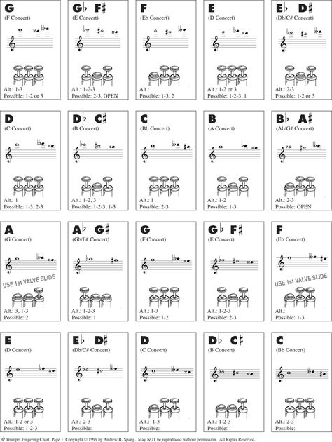 Bb Trumpet Fingering Chart Trumpet Fingering Chart, Cool Violins, Trumpet Sheet Music, English Horn, Wire Gauge, Bassoon, Template Site, Document Templates, Oboe