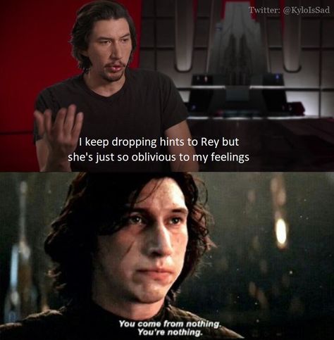 xD keep trying, maybe one day you will be toghter. I hope Kylo Ren Funny, Rey X Kylo Ren, Ben Solo And Rey, Flirting 101, Rey And Kylo Ren, Ren Star Wars, Kylo Ren And Rey, Ben Solo, Star Wars Kylo Ren