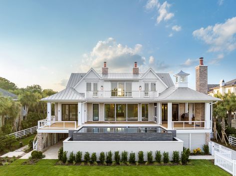 Shingle Style Transitional — Herlong Architects | Architecture + Interior Design Sullivans Island Sc, Edge Pool, Sullivans Island, Infinity Edge Pool, Bay House, Architecture Interiors, Coastal Home, Interior Photo, Architecture Interior Design