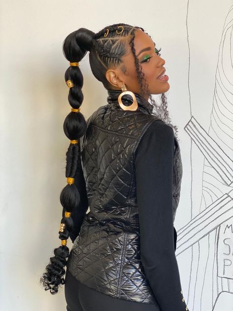 Afropunk Braids, Wisdom Braids, Long Bubble Ponytail, Afropunk Hairstyles, Bubble Braid Hairstyles, Afrocentric Hairstyles, Bubble Braid, Sleek Ponytail Hairstyles, Makeup Tip