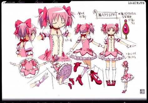 Shaft (Studio), Puella Magi Madoka Magica, Madoka Kaname, Character Sheet Animecore Art, Madoka Kaname, Mahō Shōjo Madoka Magica, Character Reference Sheet, Magia Record, Mahō Shōjo, Puella Magi, Puella Magi Madoka Magica, Poses References