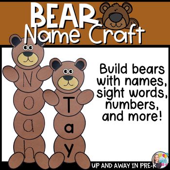 The perfect back to school craftivity that your little learners will love during your bear unit! Have fun during the beginning of the year season with this bear name craft. Your preschoolers will enjoy creating a bear, name writing practice, and strengthening fine motor skills at the same time! This... Fat Bear Week Craft, Stuffed Animal Activities Preschool, Woodland Animals Activities Preschool, Bears For Preschoolers, Bear Themed Preschool Activities, Bruce The Bear Crafts, Bear Name Activities Preschool, Bear Crafts Kindergarten, Woodland Preschool Activities