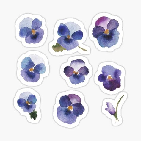 "Little Violet - Blue Flowers - Stickers" Sticker for Sale by Pavnud | Redbubble Scrapbook Printing, Journal Aesthetic, Creative Journal, Acrylic Flowers, Stickers For Sale, Unique Flowers, Aesthetic Iphone, Bible Art, Bullet Journal Inspiration