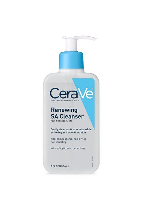 Developed with dermatologists, CeraVe Renewing SA Cleanser exfoliates and detoxifies to remove dirt & oil while softening and smoothing skin without feeling dry. Unlike some exfoliating cleansers, CeraVe Renewing SA Cleanser contains no harsh beads, grains, or microbeads and is gentle on skin. This salicylic acid foaming gel cleanser is suitable for use on face and body as well as acne-prone skin. Cerave Sa Cleanser, Cerave Renewing Sa Cleanser, Bha Exfoliant, Salicylic Acid Cleanser, Rough Bumpy Skin, Normal Skin Type, Bumpy Skin, Acne Cleansers, Iphone Obsession