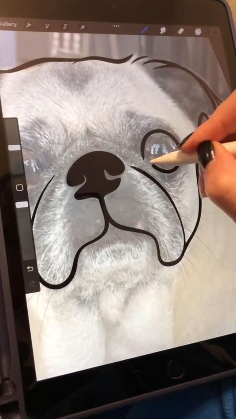 Dog Paiting From Photo Procreate Animal Illustration, How To Draw Cartoon Dogs, Procreate Photo Drawing, Cute Procreate Drawings, Infinite Drawing, Procreate Animals, Tablet Hacks, Procreate Videos, Great Dane Art