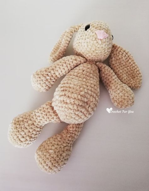 Crochet Rabbit Free Pattern, Bunny Amigurumi Pattern, Velvet Bunny, Lovey Crochet, Bunny Crochet Pattern, Bunny Lovey, Crochet Toys Free, Bunny Amigurumi, Velvet Yarn