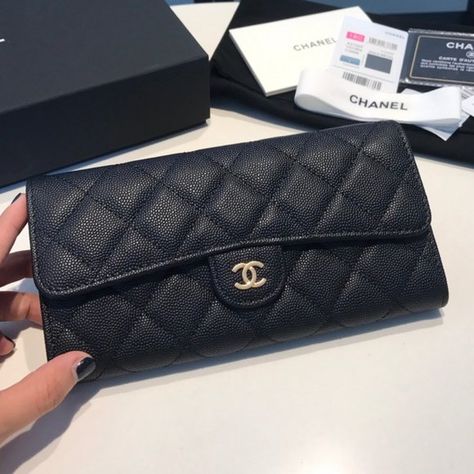 Chanel Classic Flap Wallet Long Purse Chanel Long Wallet, Chanel Wallet, Classic Flap, Chanel Handbags, Long Wallet, Chanel Classic Flap, Chanel Classic, Wallets, Style Fashion