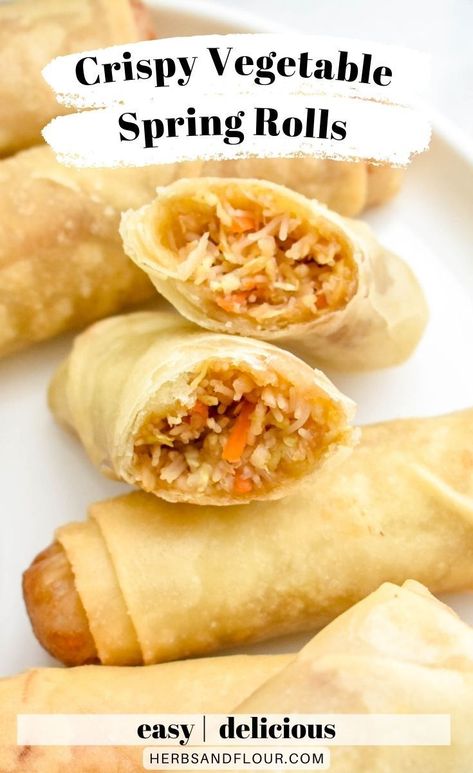 Make a takeout favorite at home using this Crispy Vegetable Spring Rolls recipe! These delicious, flaky spring rolls are stuffed with fresh vegetables and vermicelli noodles to produce the tastiest snack or appetizer to accompany your meals. Veggie Spring Rolls Recipe, Spring Rolls Vegetable, Vegetable Spring Roll Recipe, Easy Spring Rolls Recipe, Easy Spring Rolls, Baked Orange Chicken, Spring Rolls Recipe, Veggie Spring Rolls, Fry Bake