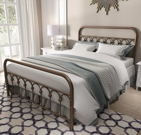 Amazon.com: Full Size Footboard Only - 4 Stars & Up / Prime Eligible: Home & Kitchen Metal Queen Bed Frame, Basic Bed Frame, Basic Bed, Full Size Metal Bed Frame, Queen Size Metal Bed Frame, Bed Frame No Box Spring, Bed Base Frame, Brown Bed, Bed Frame With Headboard