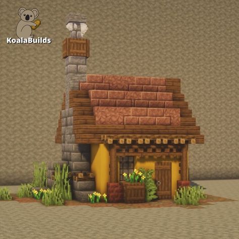 Minecraft Villager House Design, Small Cool Minecraft Builds, Min3craft House Ideas, Small Cottage Core House Minecraft, Minecraft Village Survival, Minecraft Masa House, Tiny Minecraft House Ideas, Small Minecraft Cottage Tutorial, Easy Minecraft Village Houses