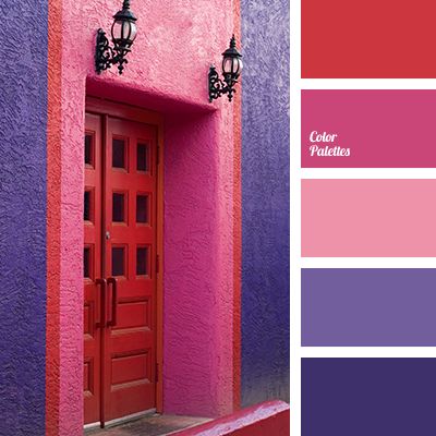 Distinct, self-sufficing colours in expanded spectrum: from rich red to deep dark blue hues indicate the emotional power, hidden behind a melancholic calmn. Red Purple Room, Red Purple Color Palette, Pallets Color, In Color Balance, Palettes Color, Combination Color, Color Palette Ideas, Wall Living Room, Purple Color Palettes