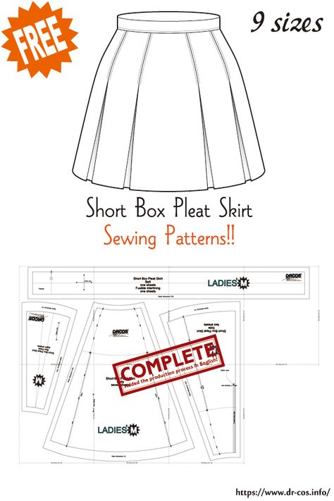 Tennis Skirt Pattern Sewing, Mood Fabrics Free Pattern Skirt, How To Sew A Pleated Skirt, Short Skirt Patterns Sewing, Pleated Skirt Patterns Sewing, Mini Skirt Pattern Free, Free Skirt Sewing Pattern, Box Pleat Skirt Pattern, Tennis Skirt Pattern