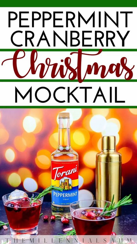 This delicious Peppermint Cranberry Christmas Mocktail made with Torani Peppermint Syrup is the perfect mocktail to enjoy this holiday season! Non Alcoholic Drinks Halloween, Festive Mocktail, Christmas Mocktail Recipes, Torani Syrup Recipes, Christmas Mocktail, Cranberry Mocktail, Christmas Mocktails, Cranberry Christmas, Christmas Drinks Recipes