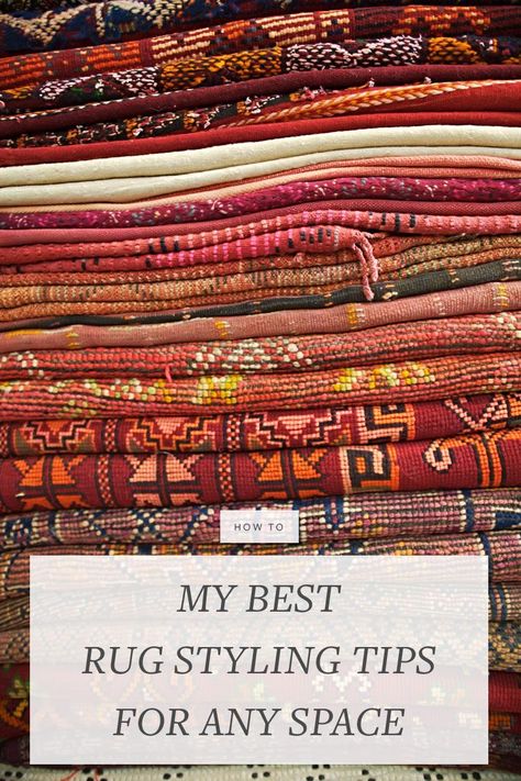 My Best Rug Styling Tips — AKA How To Look Like You Know What You're Doing! #homedecor #rugs #layeredrugs #moroccanrugs #persianrugs #vintagerugs #turkishrugs #stylingtips Layered Rugs Living Room Boho, Rug Styling, Eco Friendly Bedding, Rug Tape, Moroccan Home, Boho Rugs, Marrakesh Morocco, Blogger Inspiration, Affordable Rugs