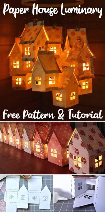 Paper House Tutorial, Free Paper House Templates, Cricut Paper House Template, Haunted House Paper Craft, Diy Paper House Templates, Printable Haunted House Template, Paper Houses Template, Paper House Template Free, How To Make Paper House