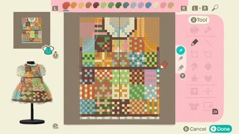 Acnh Pixel Art Grid, Animal Crossing Dress Pattern Pixel, Acnh Dress Pixel, Acnh Clothes Pattern Grid, Acnl Paintings, Acnh Pro Designs, Acnh Idea, Animal Crossing Clothing, Motif Acnl