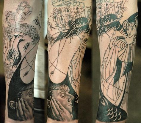 The Peacock Skirt by Aubrey Beardsley tattoo Brandon Boyd Tattoo, Beardsley Tattoo, Brandon Boyd Art, Art Nouveau Tattoo, Nouveau Tattoo, Brandon Boyd, Women Tattoos, Men Tattoos, Aubrey Beardsley