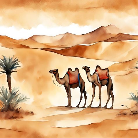 Silent companions traversing the endless sands: camels. 🐪 https://prismplay.etsy.com #wallart #printables #natureinspired #downloads #template #painting #digital #digitalart Camel Painting, Camel Art, Camels Desert, Camels Art, Paintings Easy, Water Coloring, African Paintings, Canvas Painting Tutorials, Watercolor Paintings Easy