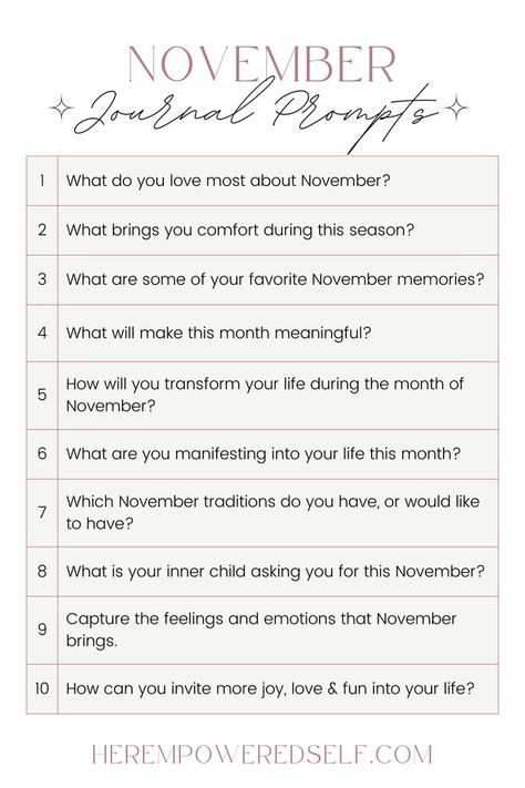 November Journal Prompts, November Journal, Check In With Yourself, Discover Quotes, Journal Inspiration Writing, 30 November, Fun Questions To Ask, Self Care Bullet Journal, Set Your Goals