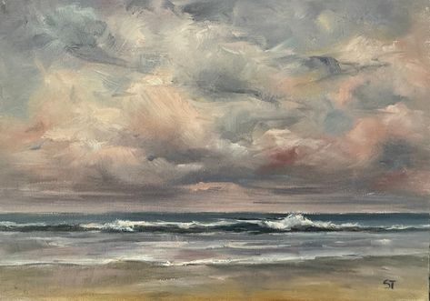 Original 5 X 7 Inch Oil Seascape Painting Sea Scapes Paintings, Gorgeous Paintings, Painting On Linen, Sea Scape, Feminine Tattoo, Watercolor Landscape Paintings, Visual Poetry, Feminine Tattoos, North Wales