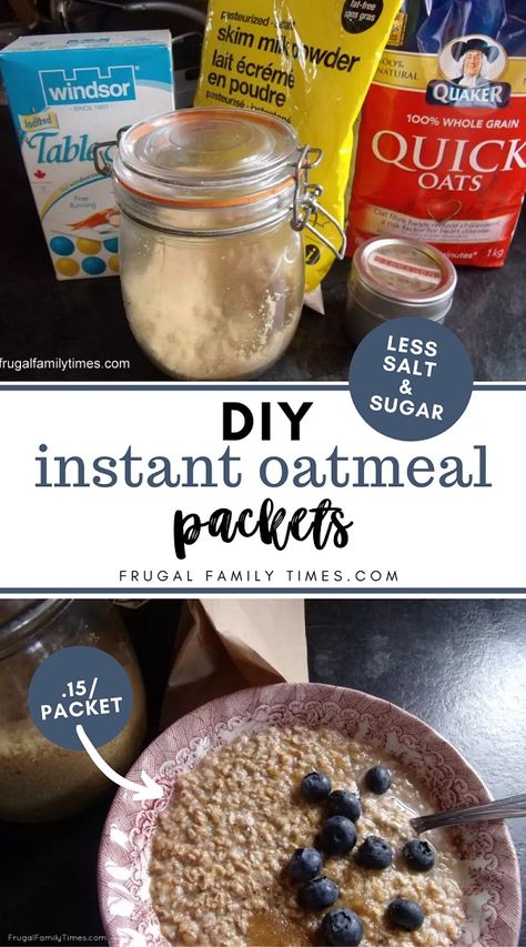 Recipe: Homemade Instant Oatmeal Packets ~ with less salt and sugar Caramel Apple French Toast, Apple French Toast Bake, Homemade Instant Oatmeal, Instant Porridge, Apple French Toast Casserole, Instant Oatmeal Packets, Apple French Toast, Homemade Oatmeal, Oatmeal Packets