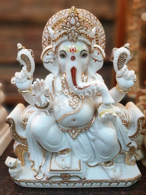 White Colour Ganpati Murti, White Ganpati Murti, White Ganesha Idol, Marble Handicraft, Lcd Panel Design, Shiva Shankara, God Idols, Ganapati Decoration, Ganpati Ji