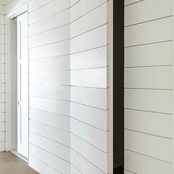 Hidden Doors - Contemporary - bathroom - Amanda Orr Architects Shiplap Hallway, Black And White Powder Room, Jib Door, Hidden Doors In Walls, Hidden Closet, Hallway Walls, Ship Lap, Modern Basement, White Shiplap Wall