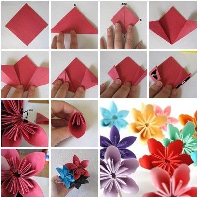 Learn how to fold a beautiful Japanese paper Kusudama flower. These individual paper flowers can make a ball or wreath etc, very beautiful. All of these are excellent decorations or Christmas tree ornaments. Folded Paper Flowers, Origami Flowers Tutorial, Fleurs Diy, Instruções Origami, Paper Flower Wall Decor, Paper Flower Decor, Paper Flower Crafts, Paper Work, Paper Flower Bouquet