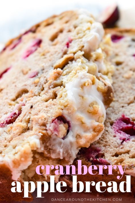 Cranberry Apple Bread, Apple Cranberry Bread, Dance Around The Kitchen, Mini Pumpkin Muffins, Cranberry Bread Recipes, Banana Crumb Muffins, Cranberry Apple, Cranberry Bread, Fruit Bread