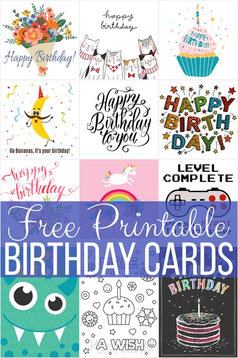 Free Printable Birthday Cards Birthday Cards For Family, Best Wishes Card Printable, Birthday Greeting Cards Diy, Coloring Cards Printable, Cute Birthday Cards Printable, Diy Card Templates, Free Printable Birthday Decorations, Foldable Birthday Cards Free Printable, Free Greeting Cards Printables