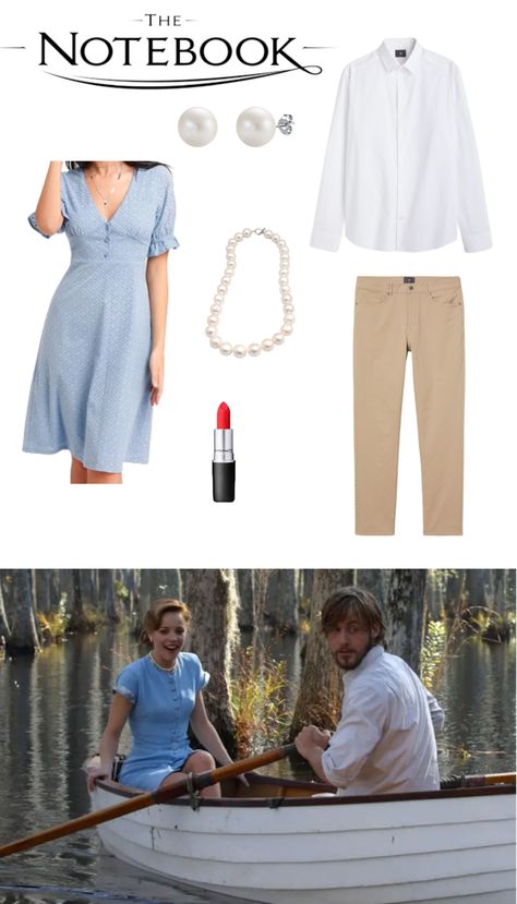 The Notebook Outfits Allie, Allie Notebook Outfits, Ally And Noah Costume, Couple Halloween Costumes Romeo And Juliet, Love Letter Halloween Costume, Pretty Halloween Costumes Couples, Noah And Ally Halloween Costume, The Notebook Inspired Outfits, The Notebook Couple Costume