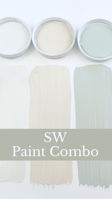 Loralee AhMu on Instagram: "Looking for a great neutral combo with a touch of color? Check this out: 

1️⃣SW Snowbound is a cool white with a touch of gray that keeps it feeling soft and neutral—not too harsh or stark.

2️⃣ SW Shoji White is a soft, warm off-white with beige and gray undertones that gives it a slightly creamy appearance. It works beautifully as the main color in a room or on an exterior.

3️⃣ SW Sea Salt is a light, muted green with blue-gray undertones. It’s the perfect way to introduce a hint of color without overpowering a space.

✨Have you used any of these colors in your home? We’d love to hear your thoughts in the comments.

♥️ Love paint and home decor inspo? Follow Simplee DIY. 

#paintcolors #paintcolor #interiorpaint #interiorpainting #wallpaint #wallpainting #ex Soft Light Green Paint Colors, Sea Salt And Alabaster Paint, Sw Shoji White, Mint Paint Colors, Sw Snowbound, Light Muted Green, Sw Sea Salt, Green Home Offices, Colour Pallettes