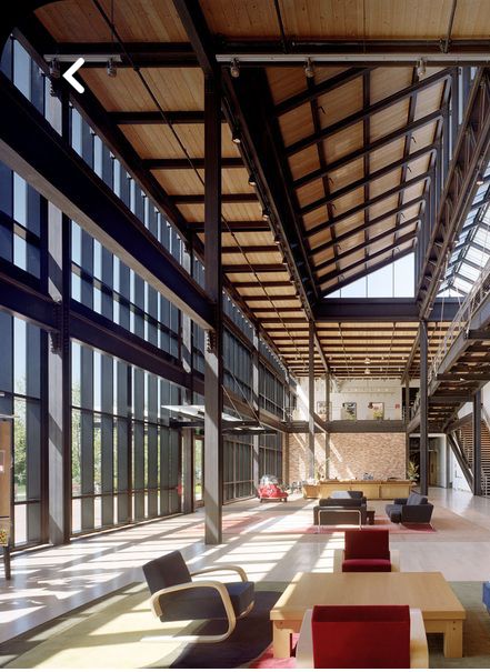 Emeryville California, Bohlin Cywinski Jackson, Pixar Studios, Modern Lodge, Casa Container, Public Places, Work Spaces, Open Office, Curtain Wall