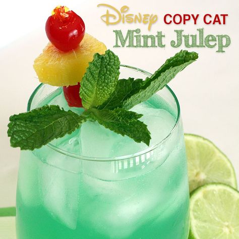 Disney Copy Cat Mint Julep Drink (Non-Alcoholic) at curlycraftymom.com Mint Julep Punch, Mint Julep Recipe Non Alcoholic, Non Alcoholic Sangria, Julep Recipe, Cat Mint, Grill Dessert, Mint Julep Recipe, Disney Inspired Food, Mint Drink