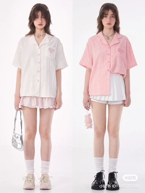 White Skirt Outfit Ideas Short, Short White Skirt Outfit Summer, Japanese Fashion Women Casual, White Skirt Outfits, Cute Comfy Outfits, Pink Outfits, Fashion Fits, Casual Style Outfits, Japanese Fashion