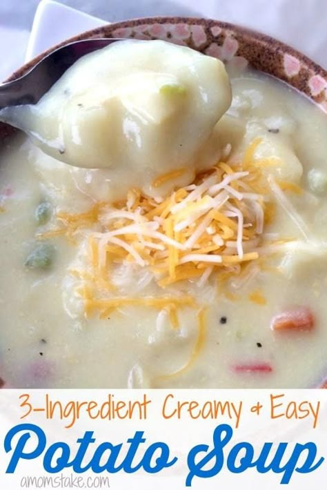 This is one of my favorite easy dinner recipes! It takes just 3 easy ingredients to make this delicious, creamy potato soup recipe! Best of all, it takes 20 minutes or less! 3 Ingredient Potato Soup, Creamy Potato Soup Recipe, Cheesy Potato Soup, Potato Soup Easy, Recipe Soup, Creamy Potato Soup, 3 Ingredient Recipes, Easy Soup, Potato Soup Recipe