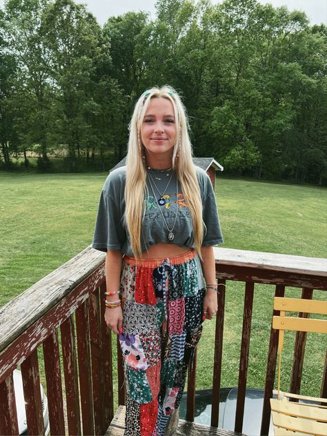 Patch Work Pants, Spirit Aesthetic, Free Spirit Aesthetic, Jewelry Evil Eye, Patchwork Pants, Granola Girl, Patch Work, Hippie Outfits, Evil Eye Necklace