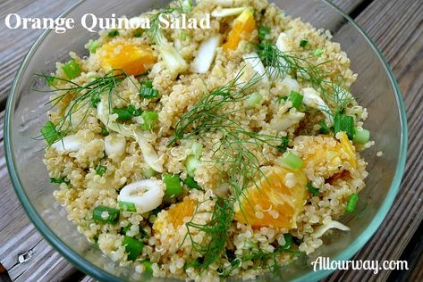 Orange Quinoa Salad {Insalata di Quinoa con Arancia} Orange Quinoa Salad, Gluten Free Side, Picnic Salad, Fennel And Orange Salad, Lemon Quinoa, Potluck Salad, Make Ahead Salads, Gluten Free Sides, Juicy Orange