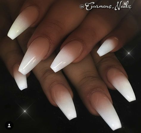 pinterest: @wavvyyy White Ombre Matte Nails, French Ombre Nails Coffin Matte, French Ombre Nails Pointy, Pink And White Ombre Nails Coffin Long, Nude To White Ombre Nails Almond, Ombre Nail Art Designs, Ring Finger Nails, Nail Art Ombre, Ombre Acrylic Nails