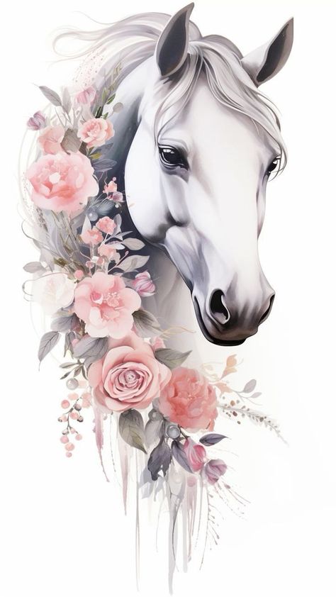 Horse Art Ideas, Horse Stencil, Horse Tattoo Design, Watercolor Horse Painting, Horse Flowers, Stylized Art, Abstract Elements, Horse Artwork, Horse Wallpaper