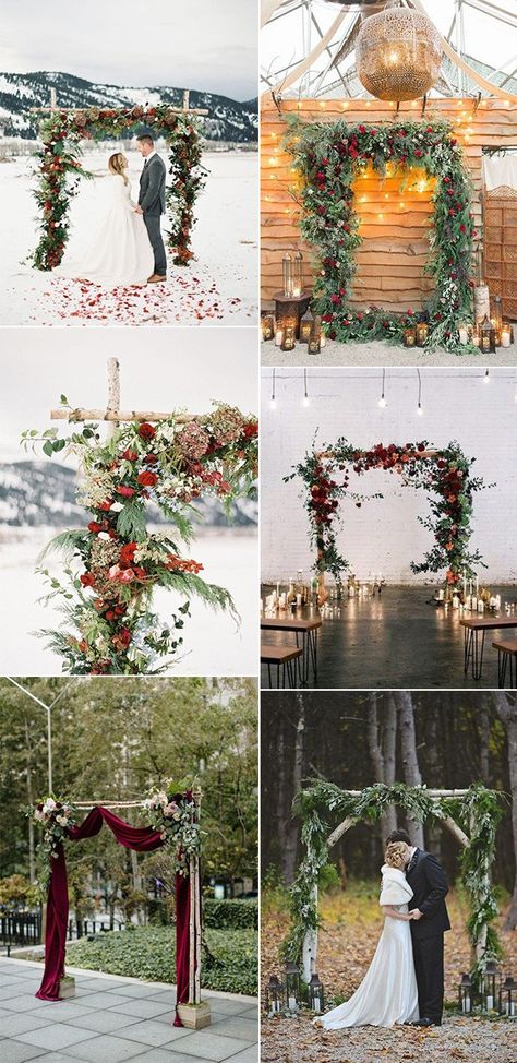 Winter Wedding Arches, Green Winter Wedding, Winter Wedding Arch, Whimsical Winter Wedding, Christmas Wedding Themes, Winter Wedding Planning, Kitchen Architecture, Wedding Archway, Wedding Color Pallet