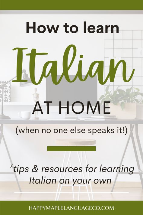 Wondering how to learn Italian when you are at home and have no one to practice with? -- Thankfully there are lots of awesome resources and tips that you can use to be successful! -- This post gives a list of resources to get you started and some tips for studying Italian on your own effectively -- #happymaplelanguageco #learnitalian #learnathome #italianlanguage #italianforbeginners #italian #learnalanguage #learnitalianonline #italianstudent #teacherblog #teacher #education Italian Phrases For Travelers, How To Learn Italian, Language Learning Tips, Tips For Studying, Italian Courses, Writing Homework, Basic Italian, Learn To Speak Italian, Italian Grammar