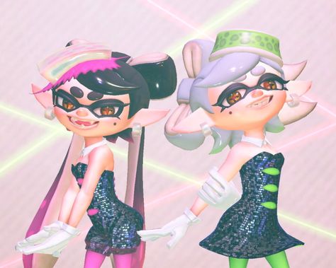 Marie And Callie, Marie Pfp, Squid Sisters Splatoon, Callie Marie, Squid Sisters, Callie And Marie, Duo Costumes, Splatoon 3, Happy We