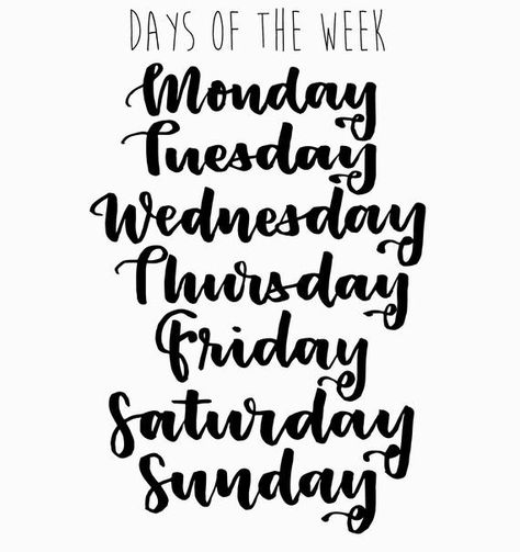 Days Of The Week Font, Stamps Png, Calligraphy Worksheet, Digital Word, Art Lettering, Event Invitations, Art Clip, Calligraphy Words, Brush Calligraphy