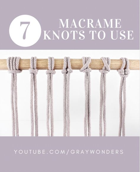 Here are different ways to attach macrame rope to a dowel rod. These knots are more unique and a lot more secure than a standard Lark’s Head Knot. These hitching knots are great for macrame, paracord, and other fiber art projects.✨ #macrame #paracord #knot #macrameforbeginners #macramewallhanging #macramewallhangingpatterns #macrameplanthanger #howtomacrame #diy #diymacrame #yarn #yarnwallhanging #yarnlove Knots For Macrame, Knot Techniques, Macrame Belt, Knot Tutorial, Cross Knot, Simple Macrame, Macrame Knots Tutorial, Makramee Diy, Macrame Knots Pattern